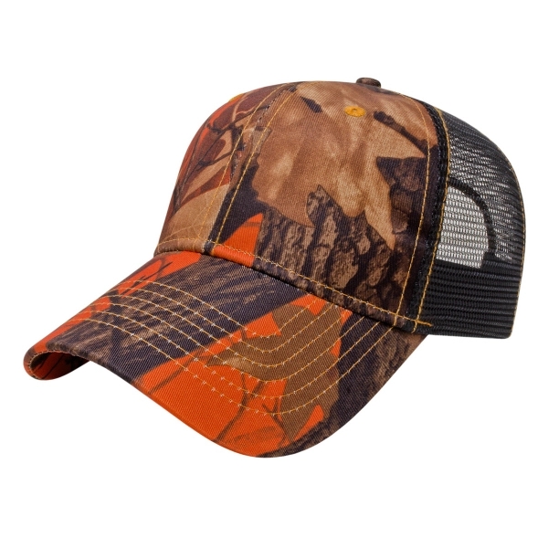 Orange Ridge Camo with Black Trucker Cap