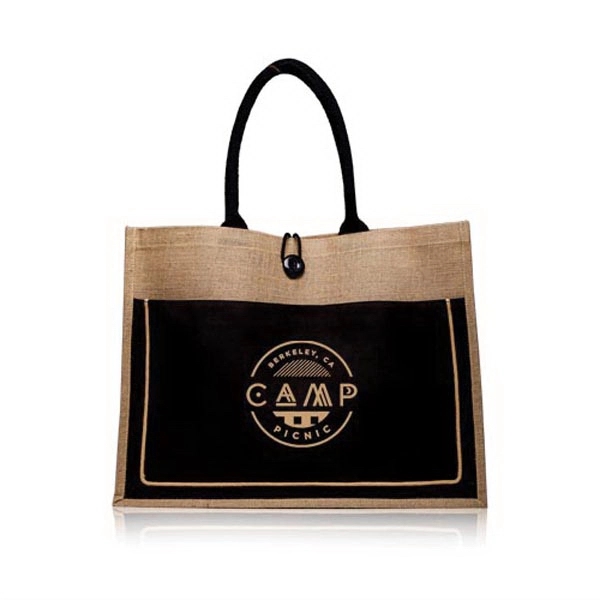 Cotton Pocket Jute Tote Bags - Cotton Pocket Jute Tote Bags - Image 0 of 10