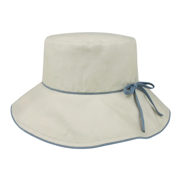 Ladies' Linen Wide Brim Hat - Ladies' Linen Wide Brim Hat - Image 2 of 3