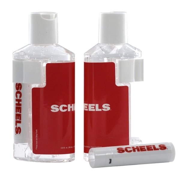 2 oz. Gel Hand Sanitizer Duo Bottle w/ Lip Balm - 2 oz. Gel Hand Sanitizer Duo Bottle w/ Lip Balm - Image 0 of 0
