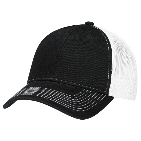 6 Panel Enzyme Washed Deluxe Chino Twill/Soft Nylon Mesh Cap - 6 Panel Enzyme Washed Deluxe Chino Twill/Soft Nylon Mesh Cap - Image 1 of 11