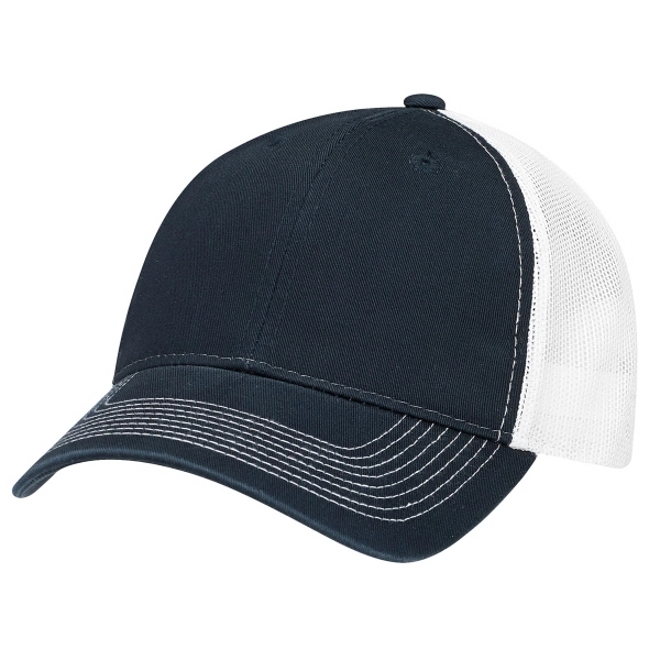 6 Panel Enzyme Washed Deluxe Chino Twill/Soft Nylon Mesh Cap - 6 Panel Enzyme Washed Deluxe Chino Twill/Soft Nylon Mesh Cap - Image 3 of 11