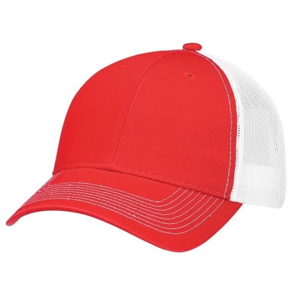 6 Panel Enzyme Washed Deluxe Chino Twill/Soft Nylon Mesh Cap - 6 Panel Enzyme Washed Deluxe Chino Twill/Soft Nylon Mesh Cap - Image 4 of 11