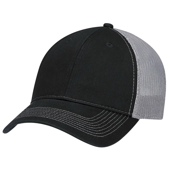 6 Panel Enzyme Washed Deluxe Chino Twill/Soft Nylon Mesh Cap - 6 Panel Enzyme Washed Deluxe Chino Twill/Soft Nylon Mesh Cap - Image 1 of 19