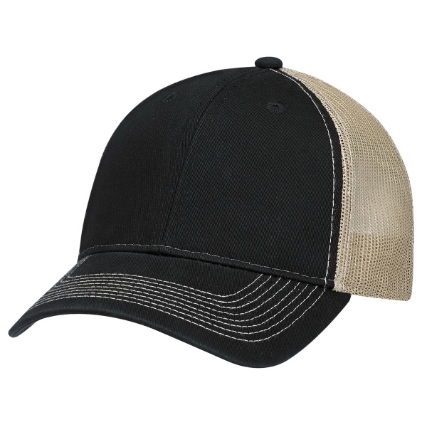 6 Panel Enzyme Washed Deluxe Chino Twill/Soft Nylon Mesh Cap - 6 Panel Enzyme Washed Deluxe Chino Twill/Soft Nylon Mesh Cap - Image 2 of 19
