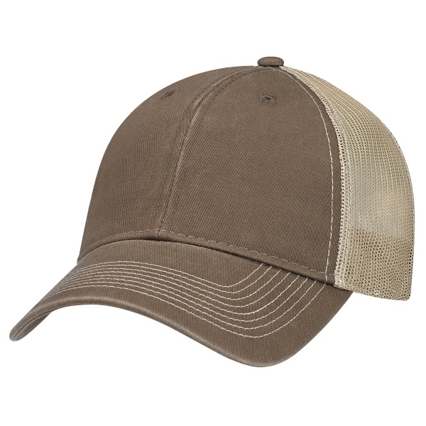 6 Panel Enzyme Washed Deluxe Chino Twill/Soft Nylon Mesh Cap - 6 Panel Enzyme Washed Deluxe Chino Twill/Soft Nylon Mesh Cap - Image 3 of 19