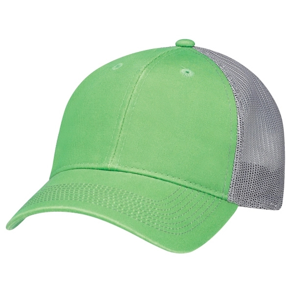 6 Panel Enzyme Washed Deluxe Chino Twill/Soft Nylon Mesh Cap - 6 Panel Enzyme Washed Deluxe Chino Twill/Soft Nylon Mesh Cap - Image 4 of 19