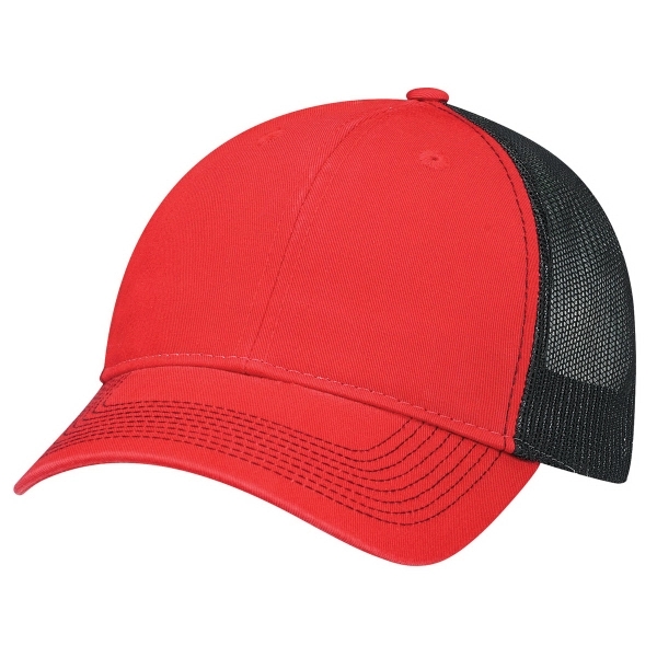 6 Panel Enzyme Washed Deluxe Chino Twill/Soft Nylon Mesh Cap - 6 Panel Enzyme Washed Deluxe Chino Twill/Soft Nylon Mesh Cap - Image 8 of 19