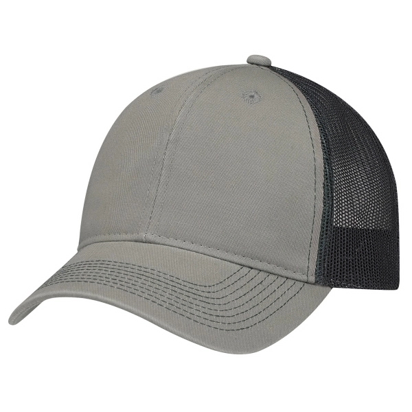 6 Panel Enzyme Washed Deluxe Chino Twill/Soft Nylon Mesh Cap - 6 Panel Enzyme Washed Deluxe Chino Twill/Soft Nylon Mesh Cap - Image 9 of 19