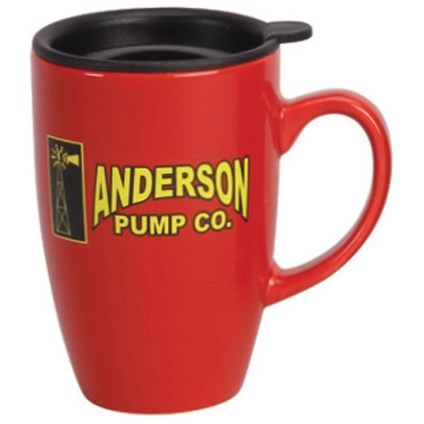 12 oz. Ceramic Mug with Black Lid - 12 oz. Ceramic Mug with Black Lid - Image 2 of 6