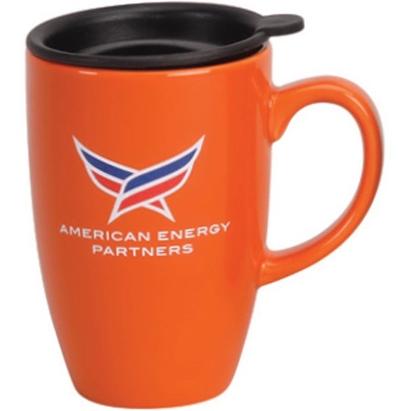 12 oz. Ceramic Mug with Black Lid - 12 oz. Ceramic Mug with Black Lid - Image 3 of 6