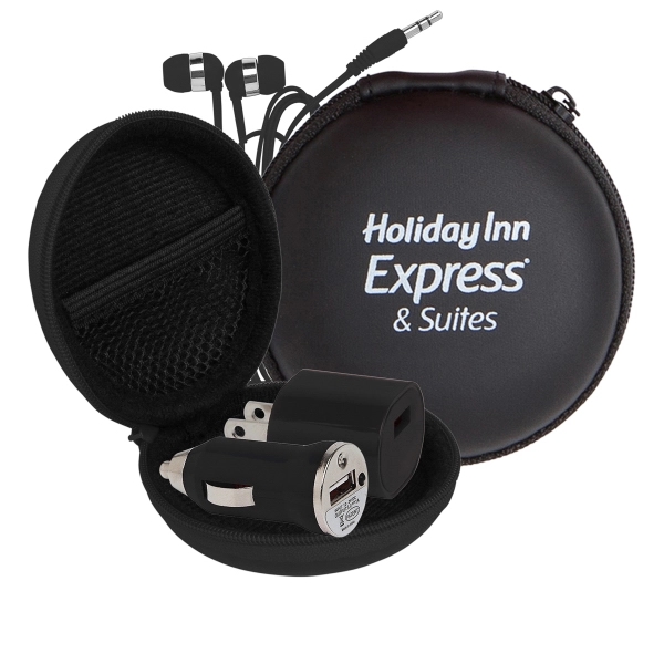 Audio On The Go Tech Kit in Round Zippered EVA Case - Audio On The Go Tech Kit in Round Zippered EVA Case - Image 0 of 4