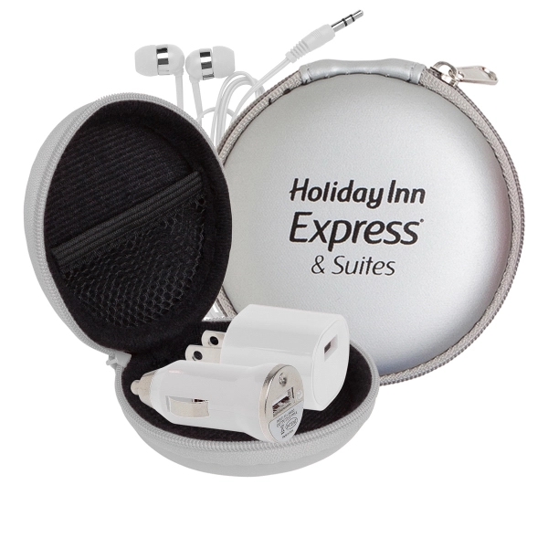 Audio On The Go Tech Kit in Round Zippered EVA Case - Audio On The Go Tech Kit in Round Zippered EVA Case - Image 4 of 4