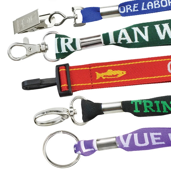 3/4" Custom Flat Woven Polyester Lanyard - 3/4" Custom Flat Woven Polyester Lanyard - Image 0 of 6