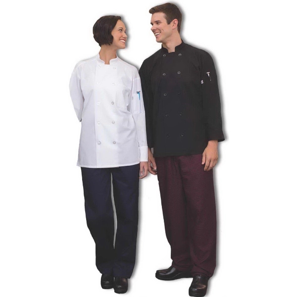 Poplin / Mesh Classic Long Sleeve Chef Coat - Black - Poplin / Mesh Classic Long Sleeve Chef Coat - Black - Image 0 of 0