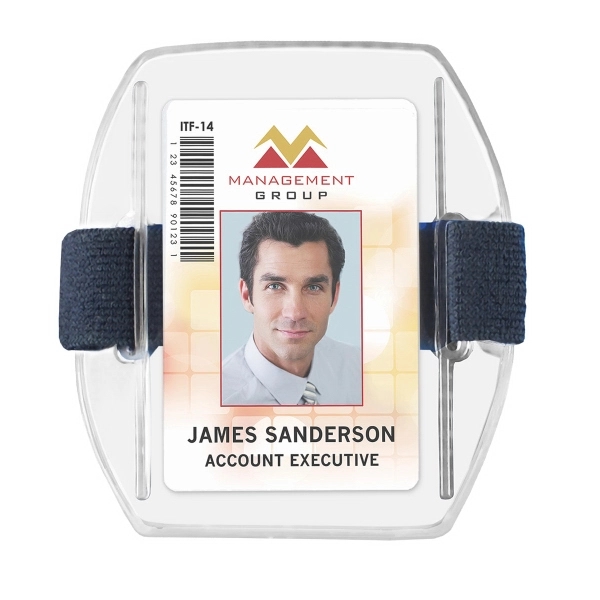 Vertical ArmBand Style Clear Vinyl Badge Holders with Strap - Vertical ArmBand Style Clear Vinyl Badge Holders with Strap - Image 1 of 4
