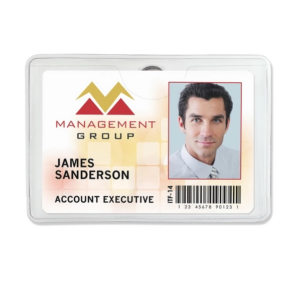 Horizontal Premium Clip-On Vinyl Badge Holders, 3.4" x 2.25" - Horizontal Premium Clip-On Vinyl Badge Holders, 3.4" x 2.25" - Image 1 of 2