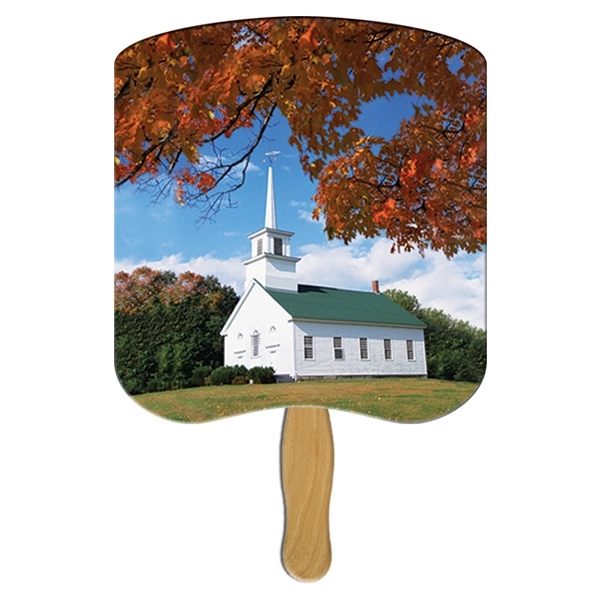 Chapel on a Hill Hand Fan Stock Graphic - Chapel on a Hill Hand Fan Stock Graphic - Image 0 of 1