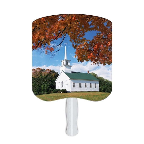 Chapel on a Hill Hand Fan Stock Graphic - Chapel on a Hill Hand Fan Stock Graphic - Image 1 of 1