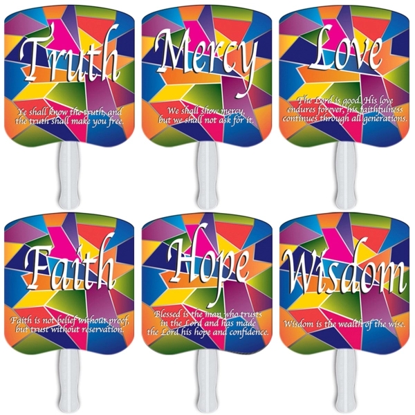 Assorted Religious Hand Fan Stock Graphic - Assorted Religious Hand Fan Stock Graphic - Image 1 of 1