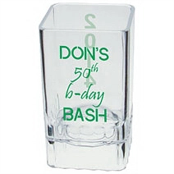 2 oz. Clear Heavy Plastic Fluted Square Shot Glass