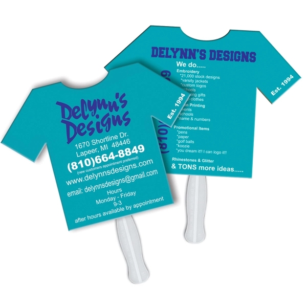 T-Shirt Sandwiched Hand Fan Full Color - T-Shirt Sandwiched Hand Fan Full Color - Image 1 of 1