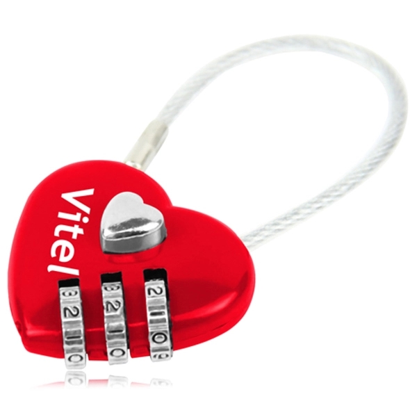 Metal Body 3 Digit Heart Shaped Padlock - Metal Body 3 Digit Heart Shaped Padlock - Image 0 of 2