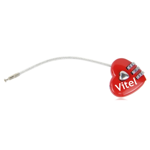 Metal Body 3 Digit Heart Shaped Padlock - Metal Body 3 Digit Heart Shaped Padlock - Image 1 of 2