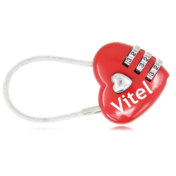 Metal Body 3 Digit Heart Shaped Padlock - Metal Body 3 Digit Heart Shaped Padlock - Image 2 of 2