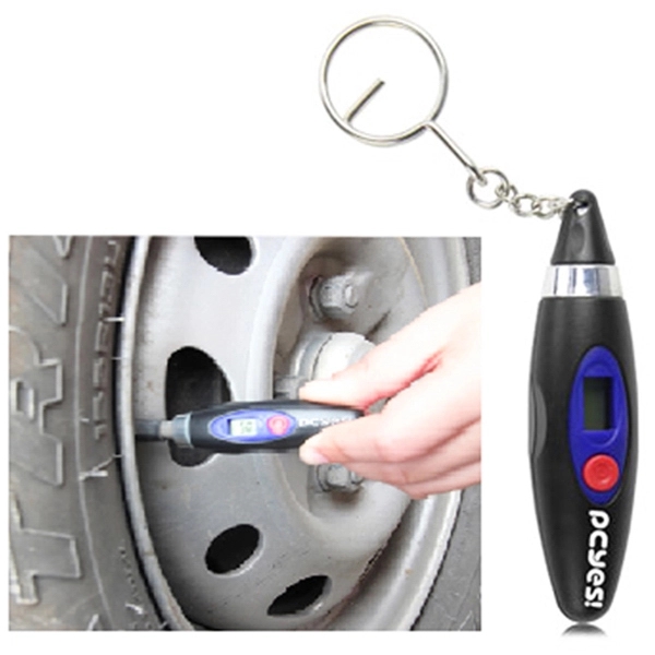 LCD Digital Tire Gauge With Keychain - LCD Digital Tire Gauge With Keychain - Image 0 of 2