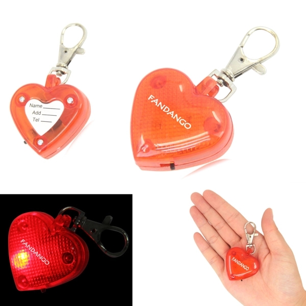 Flashing LED Heart Pet Pendant Keychain - Flashing LED Heart Pet Pendant Keychain - Image 0 of 3