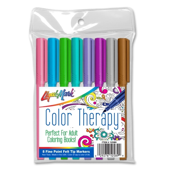 8 Pack Color Therapy Adult Coloring Markers-Fashion Colors
