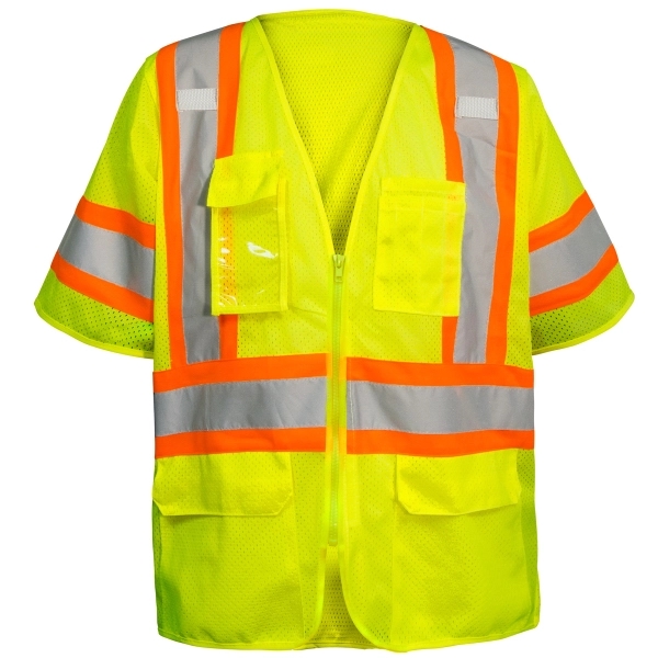 ANSI Class 3 Deluxe Mesh Safety Vest with Zipper Front - ANSI Class 3 Deluxe Mesh Safety Vest with Zipper Front - Image 0 of 1