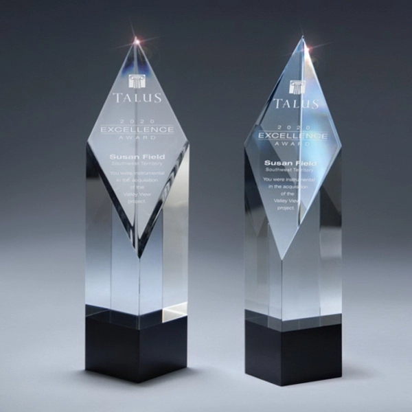 Clear and Black Crystal Diamond-Front Tower Award