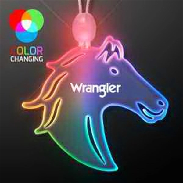Acrylic Horse Head Shape Necklace with LED - Acrylic Horse Head Shape Necklace with LED - Image 2 of 9