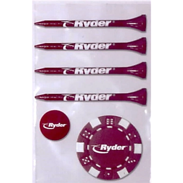 Golf Tee PolyBag Combo Pack with 5 Tees, Marker & Poker Chip - Golf Tee PolyBag Combo Pack with 5 Tees, Marker & Poker Chip - Image 0 of 0
