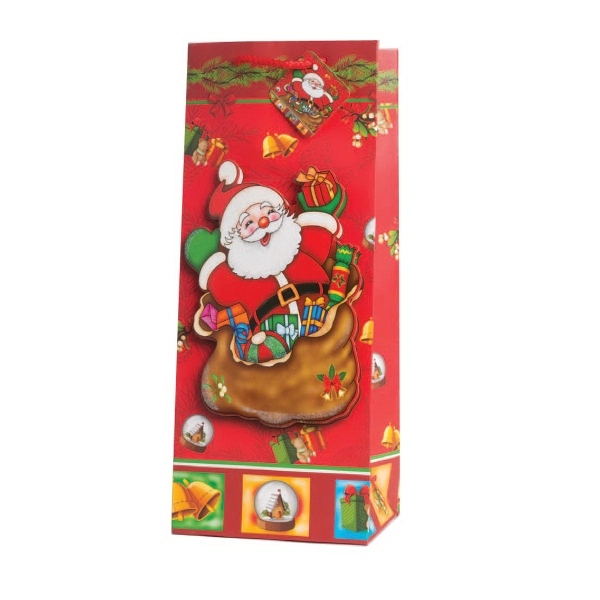 3D Holiday Wine Bottle Gift Bag - 3D Holiday Wine Bottle Gift Bag - Image 6 of 6