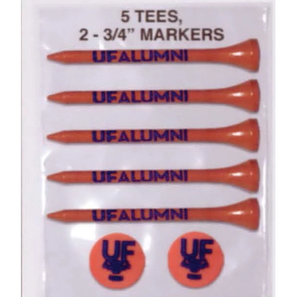 Value Pack w/ Five Golf Tees & Two 3/4" Ball Markers