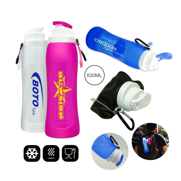 H2O collapsible water bottle LG - 17oz (500ml) - H2O collapsible water bottle LG - 17oz (500ml) - Image 0 of 4