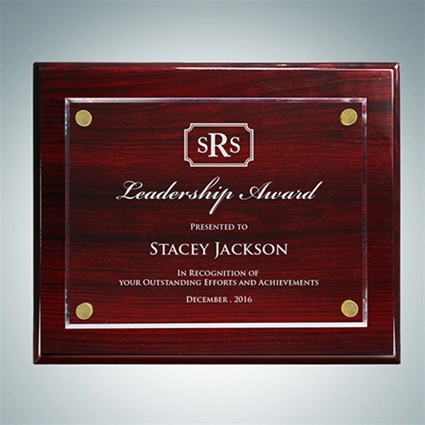 Rosewood Piano Finish Wall Plaque w/ Acrylic - Medium