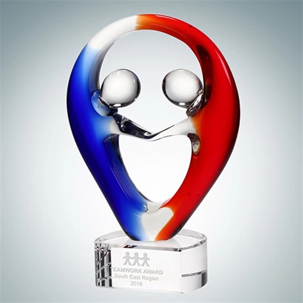Art Glass Partners In Crime Award with Crystal Base