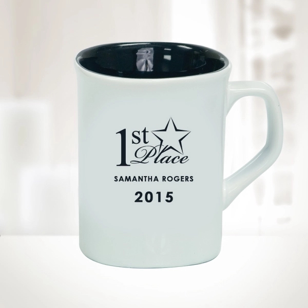 10oz White Ceramic Round Corner Mug