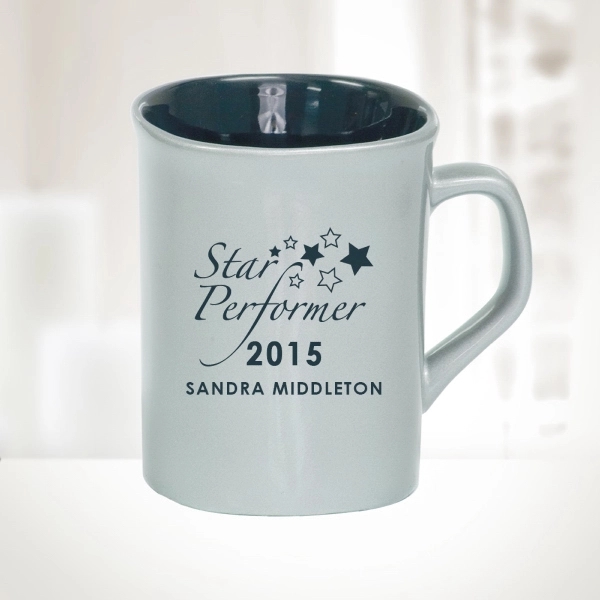10oz Silver Ceramic Round Corner Mug