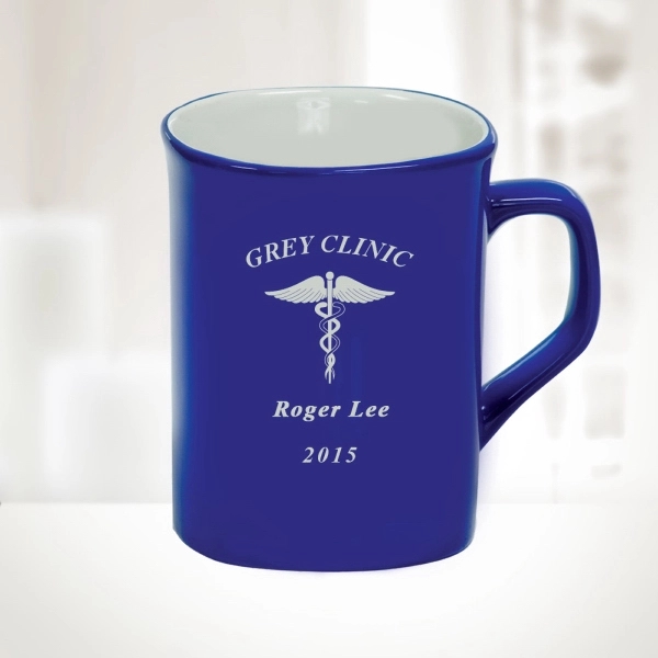 10oz Blue Ceramic Round Corner Mug