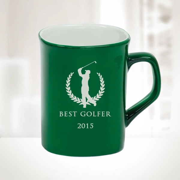 10oz Green Ceramic Round Corner Mug