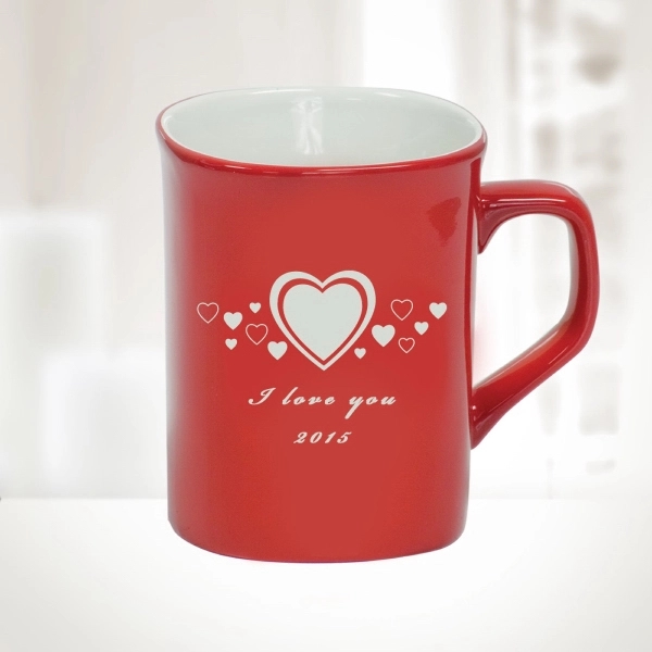 10oz Red Ceramic Round Corner Mug