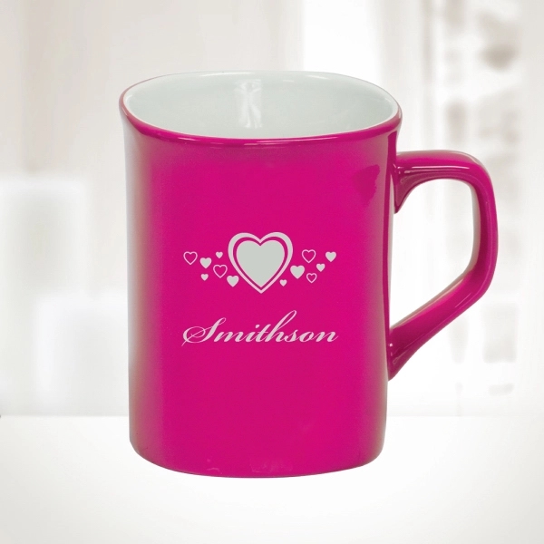 10oz Pink Ceramic Round Corner Mug