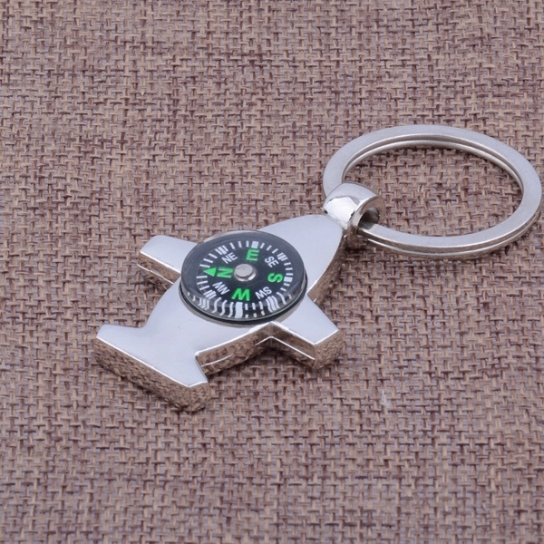 Plane Shaped Bottle Opener Compass Key Chain - Plane Shaped Bottle Opener Compass Key Chain - Image 0 of 3