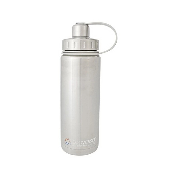 EcoVessel Insulated Stainless Steel Water Bottle Dual Lid Strainer