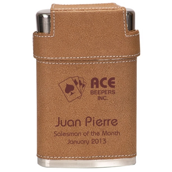 7 oz. Leather Flask Set w/cups - 7 oz. Leather Flask Set w/cups - Image 1 of 3
